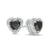 Thumbnail Image 0 of 5.0mm Heart-Shaped Onyx and Diamond Accent Bead Frame Stud Earrings in Sterling Silver