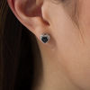 Thumbnail Image 1 of 5.0mm Heart-Shaped Onyx and Diamond Accent Bead Frame Stud Earrings in Sterling Silver