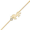 Diamond Accent Unicorn Bracelet in Sterling Silver with 14K Gold Plate -7.5"