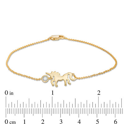 Diamond Accent Unicorn Bracelet in Sterling Silver with 14K Gold Plate -7.5"