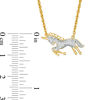 0.066 CT. T.W. Diamond Bowing Unicorn Necklace in Sterling Silver and 14K Gold Plate