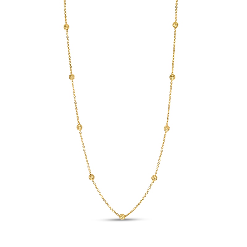 3.0mm Diamond-Cut Brilliance Bead Station Choker Necklace in 10K Gold - 17"|Peoples Jewellers