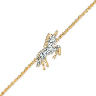 0.11 CT. T.W. Diamond Running Unicorn Bracelet in Sterling Silver with 14K Gold Plate - 7.5"