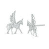 0.115 CT. T.W. Diamond Winged Bucking Unicorn Stud Earrings in Sterling Silver