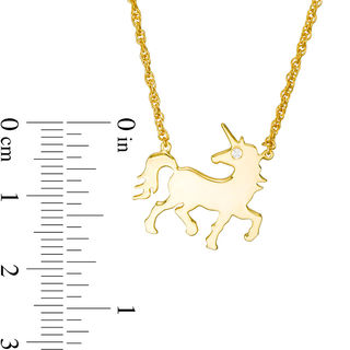 Diamond Accent Solitaire Prancing Unicorn Necklace in Sterling Silver with 14K Gold Plate