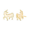 Diamond Accent Solitaire Prancing Unicorn Stud Earrings in Sterling Silver with 14K Gold Plate