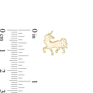 Diamond Accent Solitaire Prancing Unicorn Stud Earrings in Sterling Silver with 14K Gold Plate