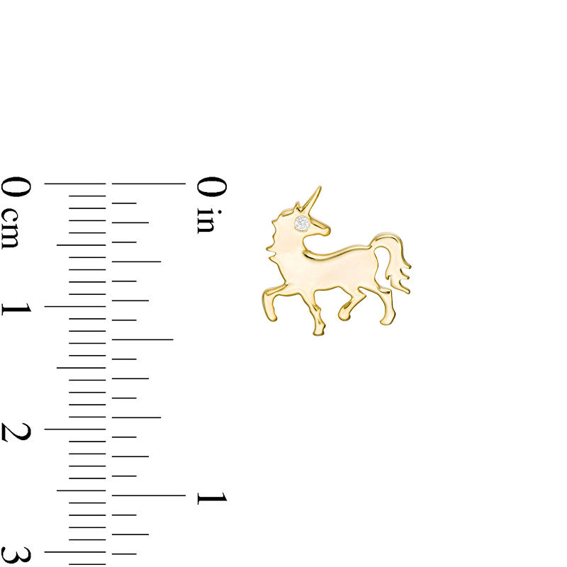 Diamond Accent Solitaire Prancing Unicorn Stud Earrings in Sterling Silver with 14K Gold Plate|Peoples Jewellers