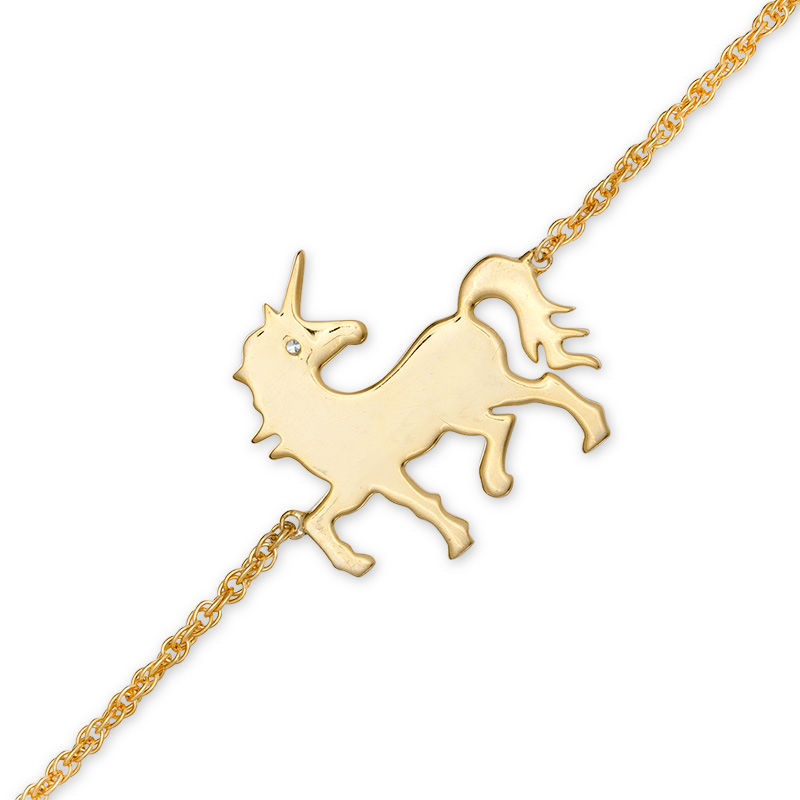 Diamond Accent Unicorn Silhouette Bracelet in Sterling Silver with 14K Gold Plate - 7.5"|Peoples Jewellers