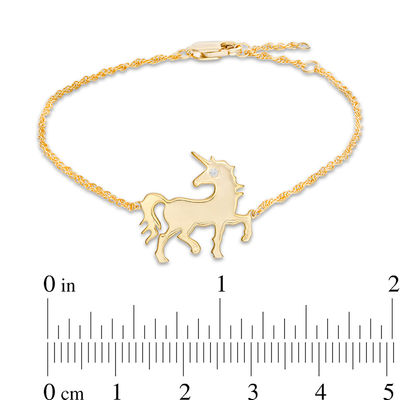 Diamond Accent Unicorn Silhouette Bracelet in Sterling Silver with 14K Gold Plate - 7.5"