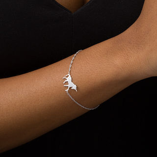 Prancing Unicorn Bracelet in Sterling Silver - 7.5"