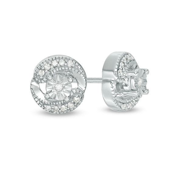 0.10 CT. T.W. Diamond Swirl Stud Earrings in Sterling Silver