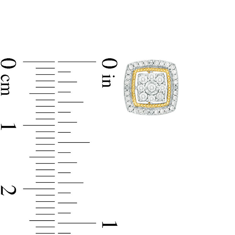 Main Image 3 of 0.25 CT. T.W. Composite Diamond Cushion Frame Vintage-Style Stud Earrings in 10K Gold