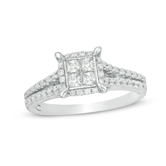 princess cut quad diamond ring