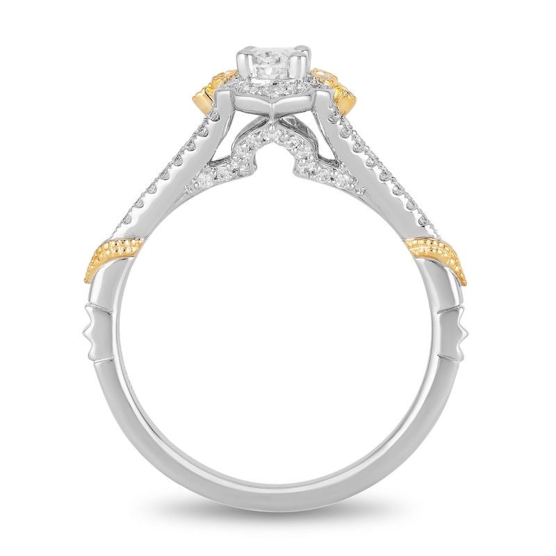 Enchanted Disney Jasmine 0.75 CT. T.W. Oval Diamond Frame Tri-Sides Vintage-Style Engagement Ring in 14K Two-Tone Gold|Peoples Jewellers