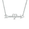 Thumbnail Image 0 of Diamond Accent Shooting Arrow and Heart Necklace in Sterling Silver - 16.9"