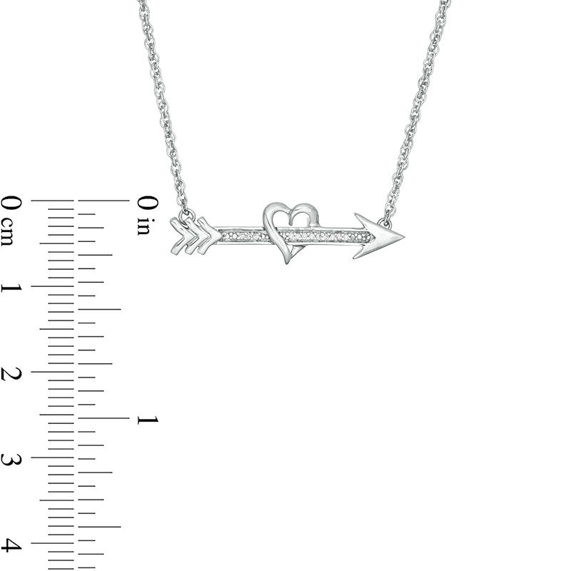 Diamond Accent Shooting Arrow and Heart Necklace in Sterling Silver - 16.9"