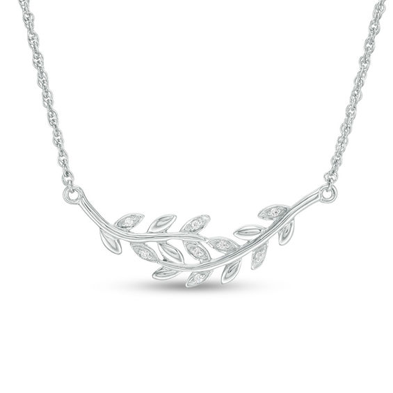 0.04 CT. T.W. Diamond Bypass Vines Necklace in Sterling Silver - 16.7"