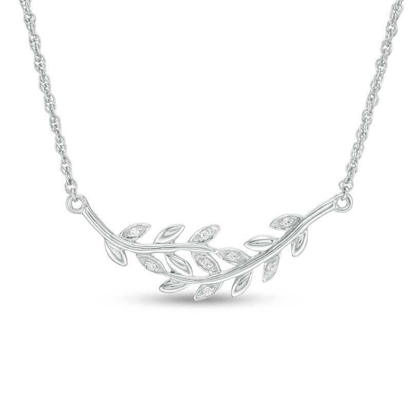 0.04 CT. T.W. Diamond Bypass Vines Necklace in Sterling Silver - 16.7"|Peoples Jewellers
