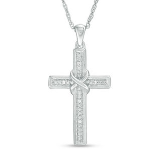 Diamond Accent "X" Cross Pendant in Sterling Silver