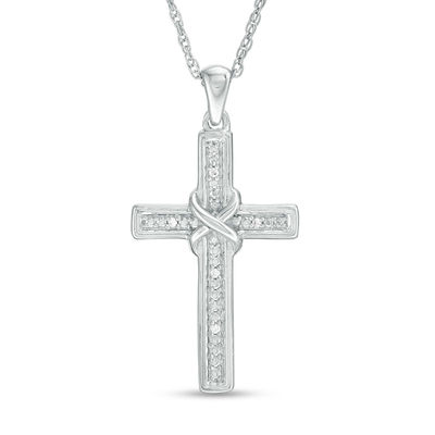 Diamond Accent "X" Cross Pendant in Sterling Silver