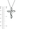 Enhanced Black and White Diamond Accent Twist Ribbon Cross Pendant in Sterling Silver