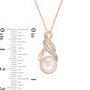 9.0-9.5mm Freshwater Cultured Pearl and 0.06 CT. T.W. Diamond Infinity Twist Pendant in 10K Rose Gold