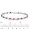 Thumbnail Image 2 of Alternating Heart-Shaped Lab-Created Ruby and White Sapphire Bracelet in Sterling Silver - 7.5"