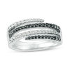 0.37 CT. T.W. Enhanced Black and White Diamond Alternating Wrap Ring in Sterling Silver