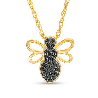 0.117 CT. T.W. Black Diamond Bumblebee Pendant in 10K Gold