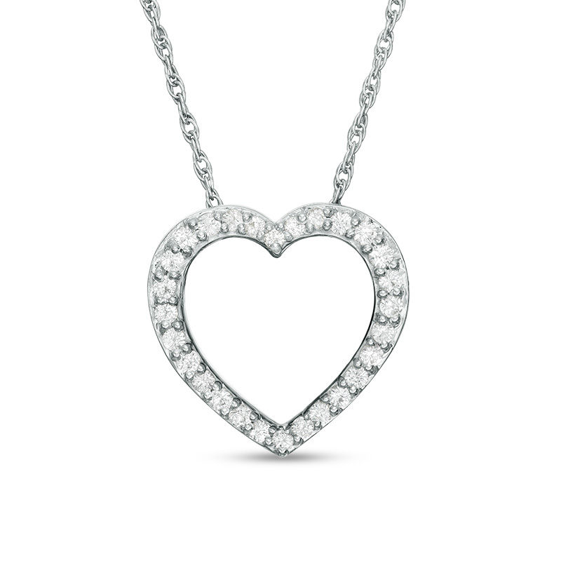 Lab-Created Pink and White Sapphire Double Frame Heart Pendant in Sterling Silver|Peoples Jewellers