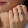 Thumbnail Image 1 of Oval Lab-Created Blue Sapphire and 0.23 CT. T.W. Diamond Double Frame Ring in 10K White Gold