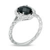 Thumbnail Image 1 of Oval Onyx Beaded Frame and Shank Ring in Sterling Silver