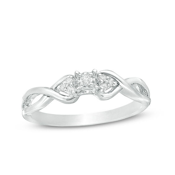 0.065 CT. T.W. Diamond Tri-Sides Infinity Shank Promise Ring in Sterling  Silver