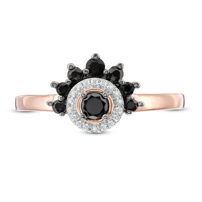 Black Spinel and 0.043 CT. T.W. Diamond Frame Ring in 10K Rose Gold