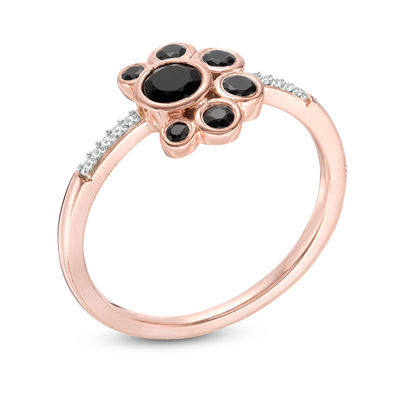 Black Spinel and Diamond Accent Bubbles Ring in Sterling Silver with 14K Rose Gold Plate