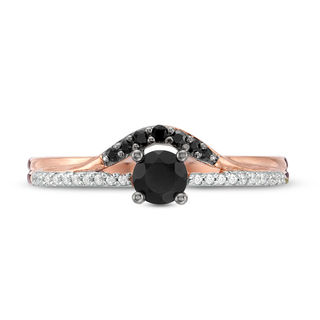 4.0mm Black Spinel and 0.04 CT. T.W. Diamond Contour Ring in 10K Rose Gold