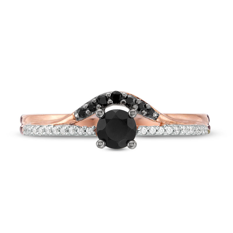 4.0mm Black Spinel and 0.04 CT. T.W. Diamond Contour Ring in 10K Rose Gold|Peoples Jewellers