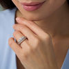 Thumbnail Image 1 of Lab-Created White Sapphire and 0.17 CT. T.W. Diamond Five Stone Bridal Set in 10K Rose Gold