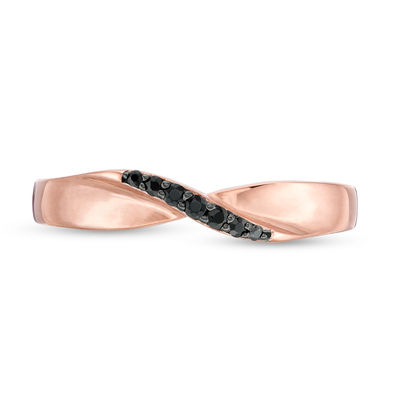 Black Spinel Pinched Bypass Ring in Sterling Silver with 14K Rose Gold Plate