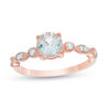 Thumbnail Image 0 of 6.0mm Aquamarine and 0.11 CT. T.W. Diamond Vintage-Style Ring in 10K Rose Gold