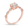 Thumbnail Image 1 of 6.0mm Aquamarine and 0.11 CT. T.W. Diamond Vintage-Style Ring in 10K Rose Gold