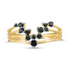 Thumbnail Image 2 of Black Spinel Multi-Row Split Shank Chevron Ring in Sterling Silver with 14K Gold Plate