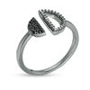 Thumbnail Image 2 of Black Spinel and 0.065 CT. T.W. Diamond Circle Open Shank Ring in Sterling Silver with Black Rhodium