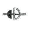 Thumbnail Image 3 of Black Spinel and 0.065 CT. T.W. Diamond Circle Open Shank Ring in Sterling Silver with Black Rhodium