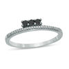 Thumbnail Image 0 of Black Spinel and 0.04 CT. T.W. Diamond Three Stone Ring in Sterling Silver with Black Rhodium