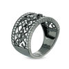 Thumbnail Image 1 of Lab-Created White Sapphire Ornate Scroll and Flowers Ring in Sterling Silver with Black Rhodium