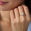 Thumbnail Image 1 of 5.5mm Lab-Created Opal and 0.14 CT. T.W. Diamond Frame Vintage-Style Ring in 10K Gold