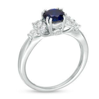 6.2mm Lab-Created Blue and White Sapphire Ring in Sterling Silver