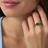 Thumbnail Image 1 of Emerald-Cut Lab-Created Emerald and 0.066 CT. T.W. Black Diamond Ring in 10K Rose Gold